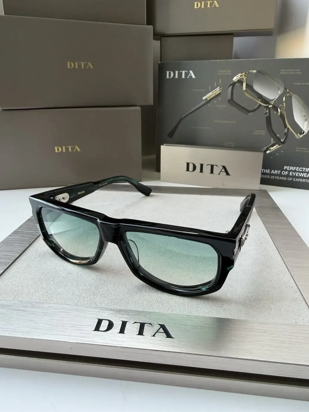 DITA PRIDM DTS753-A-01 Storm Swirl Silver Turquoise Lens Sunglasses AUTHENTIC